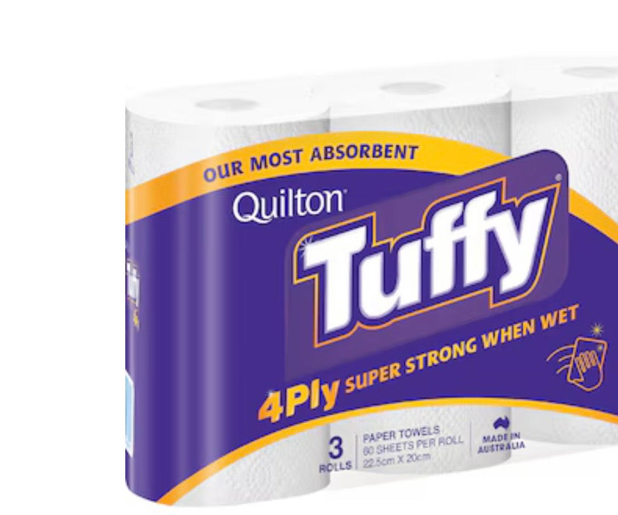 Quilton Tuffy 4 Ply White Paper Towel 3 x 60 pack
Rated 3.5 out of five stars

3.5
Read 2 rev